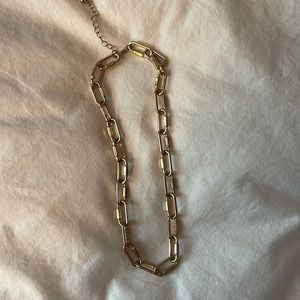 Gold tone paper clip style chain necklace hardware